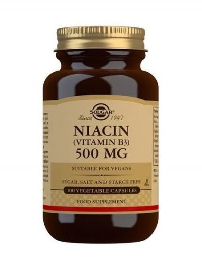 Niacin (Vitamin B3) 500 mg Vegetable Capsules - Pack of 100